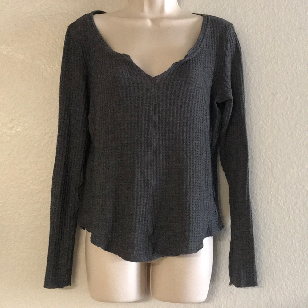 Aeropostale deep Gray Thermal Henley Long Sleeve